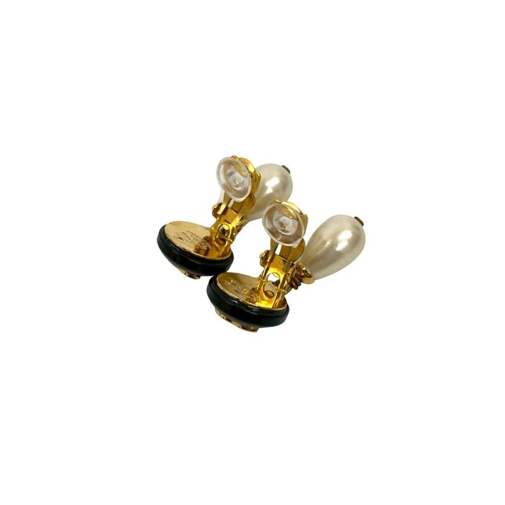 CHANEL Authentic Vintage Black Pearl Logo Earrings - Picture 6 of 6